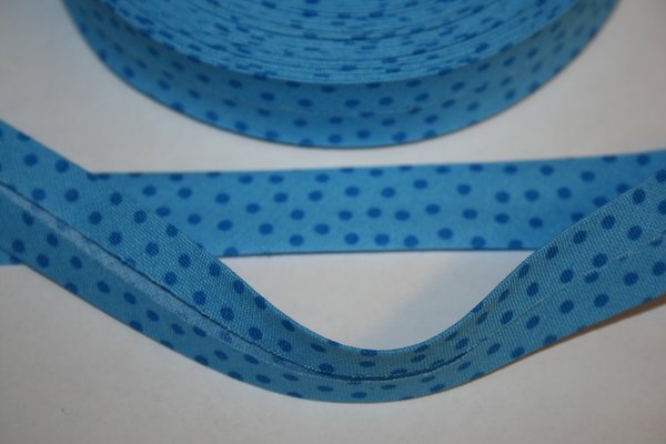 Schrägband / Einfaßband   blau mit dunkelblauen Tupfen