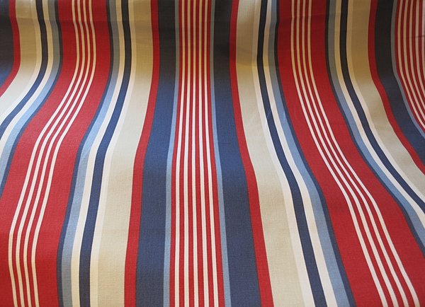Webstoff Stellar Stripe - Streifen blau/rot/beige