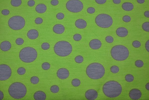 Rest 80 cm - Stretch-Jersey   unregelmäßige Punkte  grau auf grün