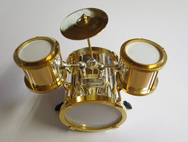 Miniatur  /  Schlagzeug,  gold / silber   8x5x8  cm